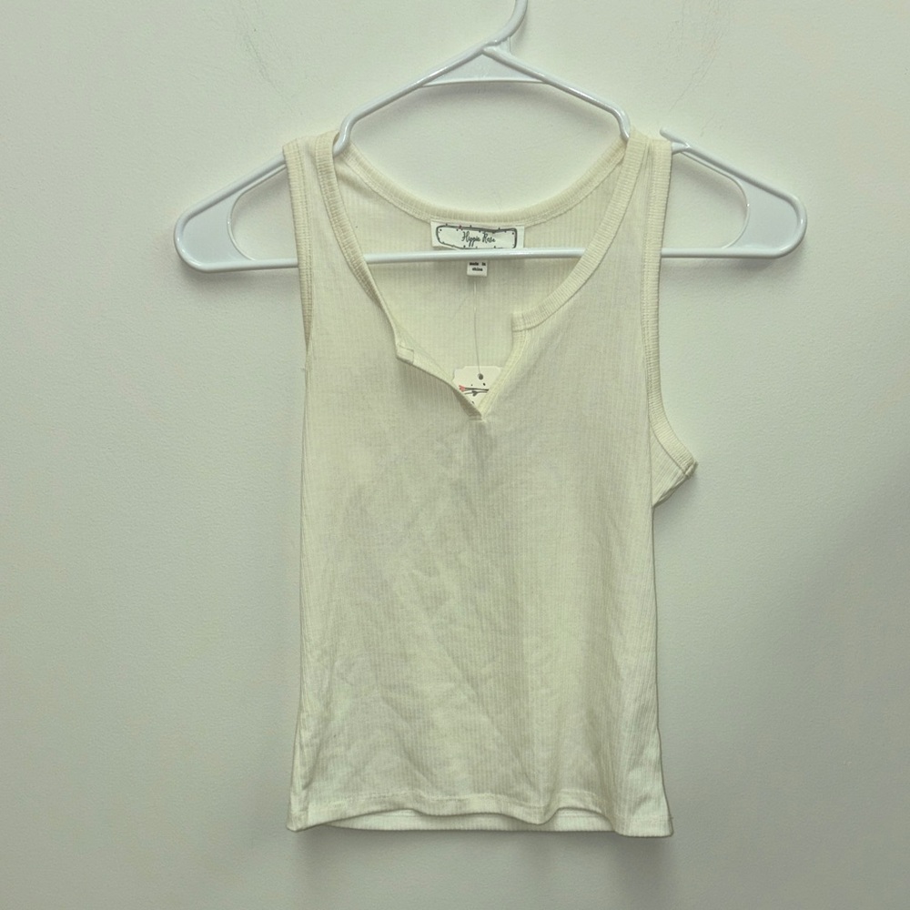 Hippie Rose Ribbed Notch Tank - Ivory